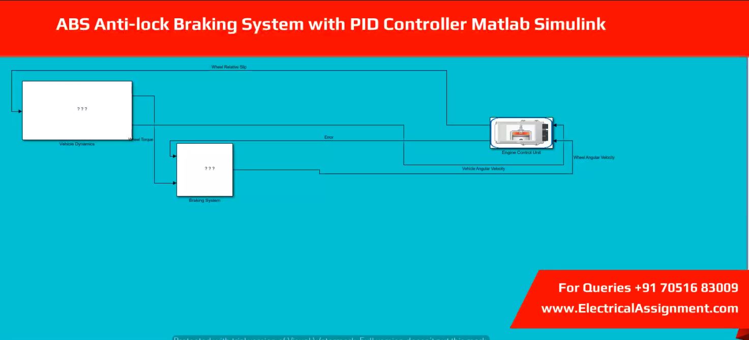 Anti-lock Braking System ABS with PID Controller MATLAB Simulink Simulation screenshot 4